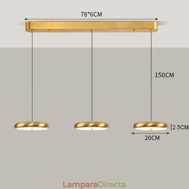 Lámpara de techo colgante de tres cabezas