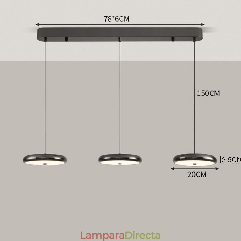 Lámpara de techo colgante de tres cabezas