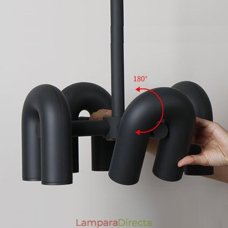 Lámpara colgante redonda de hierro forjado en forma de U, lámpara de techo con pantalla giratoria de 90°