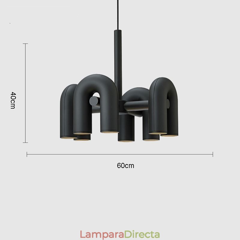Lámpara colgante redonda de hierro forjado en forma de U, lámpara de techo con pantalla giratoria de 90°