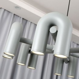 Lámpara colgante redonda de hierro forjado en forma de U, lámpara de techo con pantalla giratoria de 90°