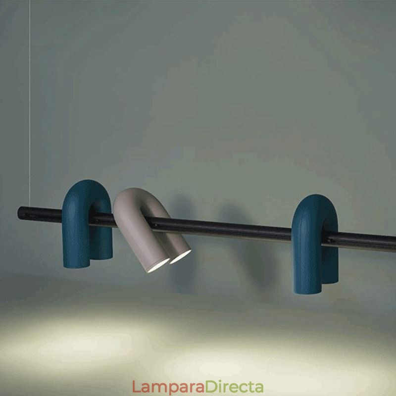 Lámpara de techo de hierro forjado en forma de U, lámpara colgante con pantalla giratoria de 90°
