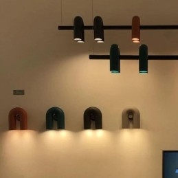 Lámpara de techo de hierro forjado en forma de U, lámpara colgante con pantalla giratoria de 90°