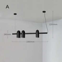 Lámpara de techo de hierro forjado en forma de U, lámpara colgante con pantalla giratoria de 90°