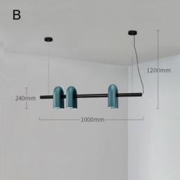 Lámpara de techo de hierro forjado en forma de U, lámpara colgante con pantalla giratoria de 90°