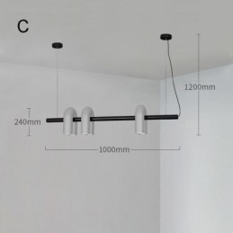 Lámpara de techo de hierro forjado en forma de U, lámpara colgante con pantalla giratoria de 90°