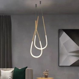 Lámpara colgante Creative Line de bambú, luz de techo, negro y dorado