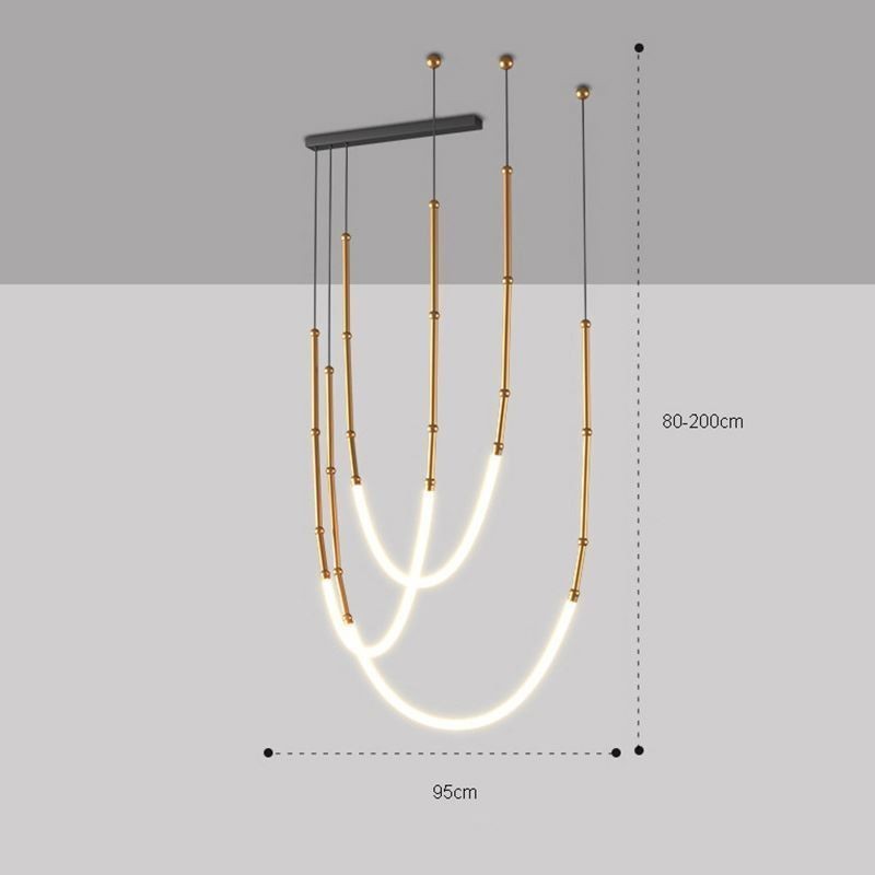 Lámpara colgante Creative Line de bambú, luz de techo, negro y dorado