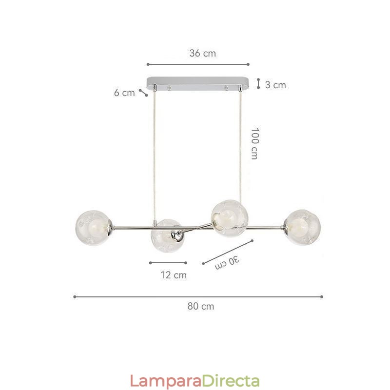 Lámpara colgante de cristal estilo europeo Magic Bean, 4 luces