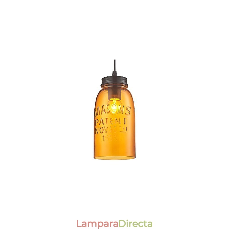 Lámpara colgante de 1 luz estilo italiano, galvanizada transparente.