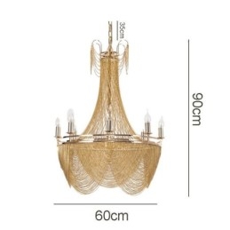 Lámpara colgante de cadena de aluminio, luz creativa, luz decorativa de lujo con borlas, luz dorada y plateada