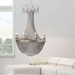 Lámpara colgante de cadena de aluminio, luz creativa, luz decorativa de lujo con borlas, luz dorada y plateada