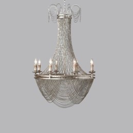 Lámpara colgante de cadena de aluminio, luz creativa, luz decorativa de lujo con borlas, luz dorada y plateada