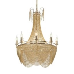 Lámpara colgante de cadena de aluminio, luz creativa, luz decorativa de lujo con borlas, luz dorada y plateada