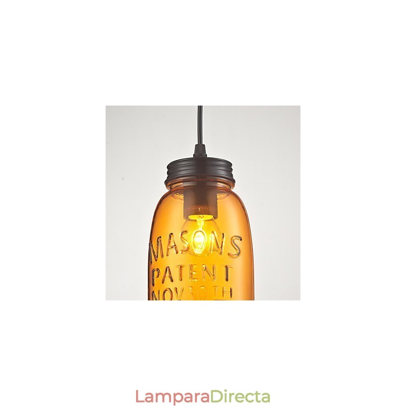 Lámpara colgante de 1 luz estilo italiano, galvanizada transparente.