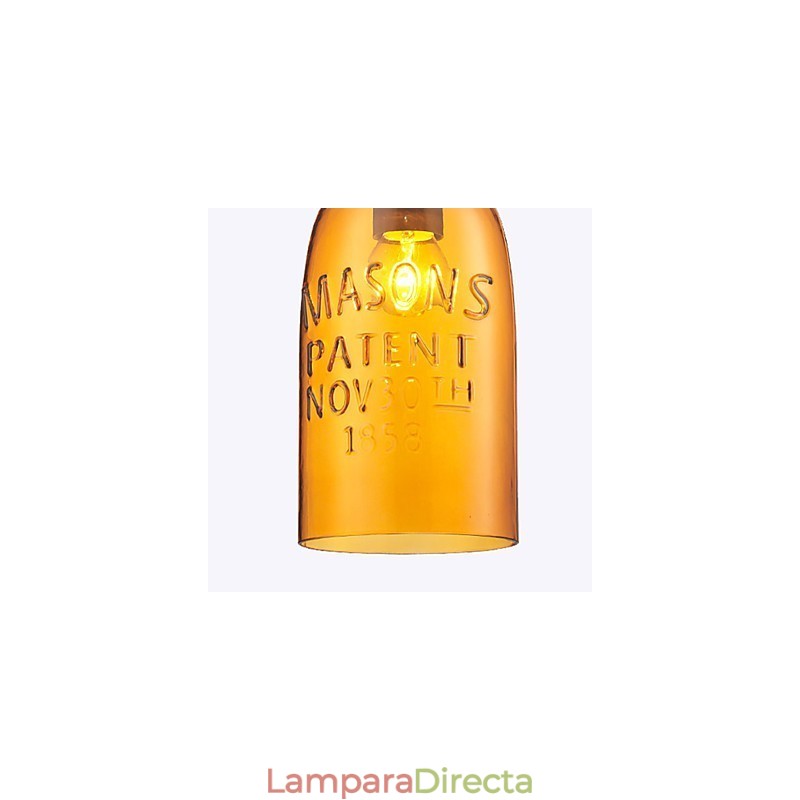 Lámpara colgante de 1 luz estilo italiano, galvanizada transparente.