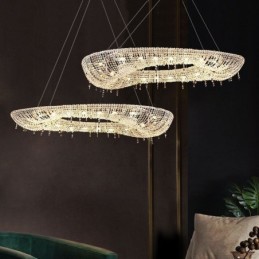 Lámpara colgante de cristal moderna de lujo ovalada para techo