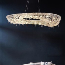 Lámpara colgante de cristal moderna de lujo ovalada para techo