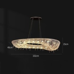 Lámpara colgante de cristal moderna de lujo ovalada para techo