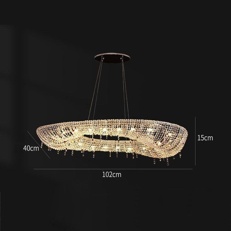Lámpara colgante de cristal moderna de lujo ovalada para techo