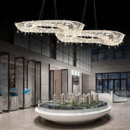 Lámpara colgante de cristal moderna de lujo ovalada para techo