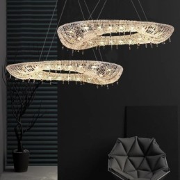 Lámpara colgante de cristal moderna de lujo ovalada para techo