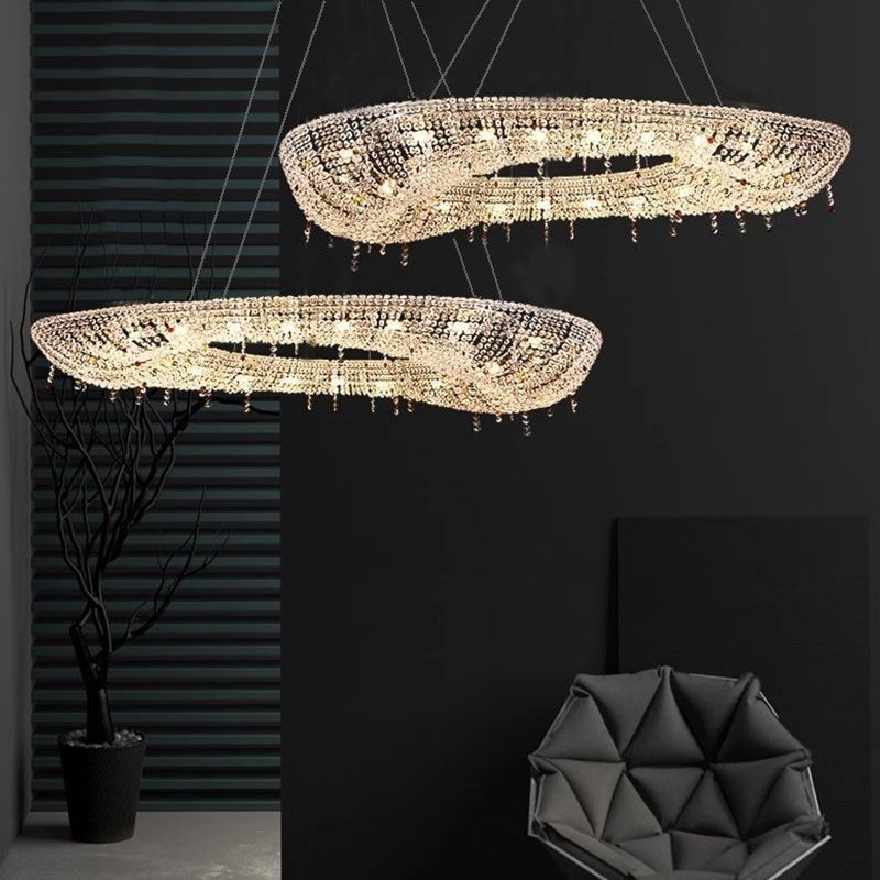 Lámpara colgante de cristal moderna de lujo ovalada para techo