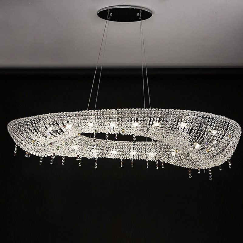 Lámpara colgante de cristal moderna de lujo ovalada para techo