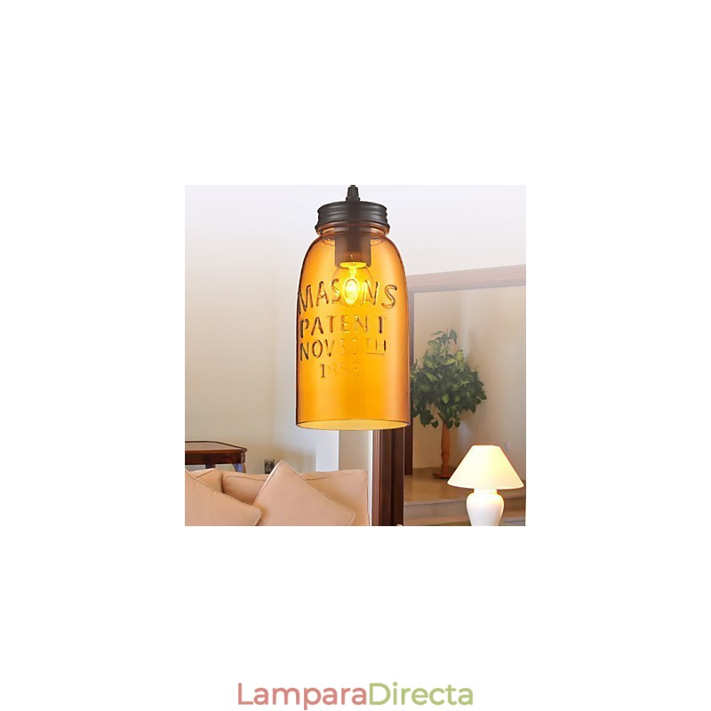 Lámpara colgante de 1 luz estilo italiano, galvanizada transparente.