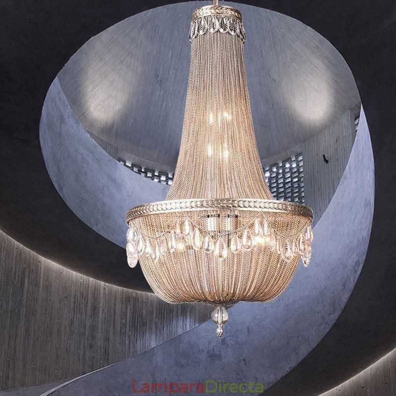 Lámpara colgante con borlas, estilo retro americano, de aluminio dúplex, con cadena, para techo.