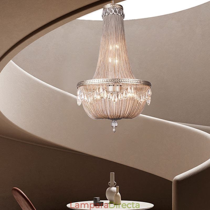 Lámpara colgante con borlas, estilo retro americano, de aluminio dúplex, con cadena, para techo.