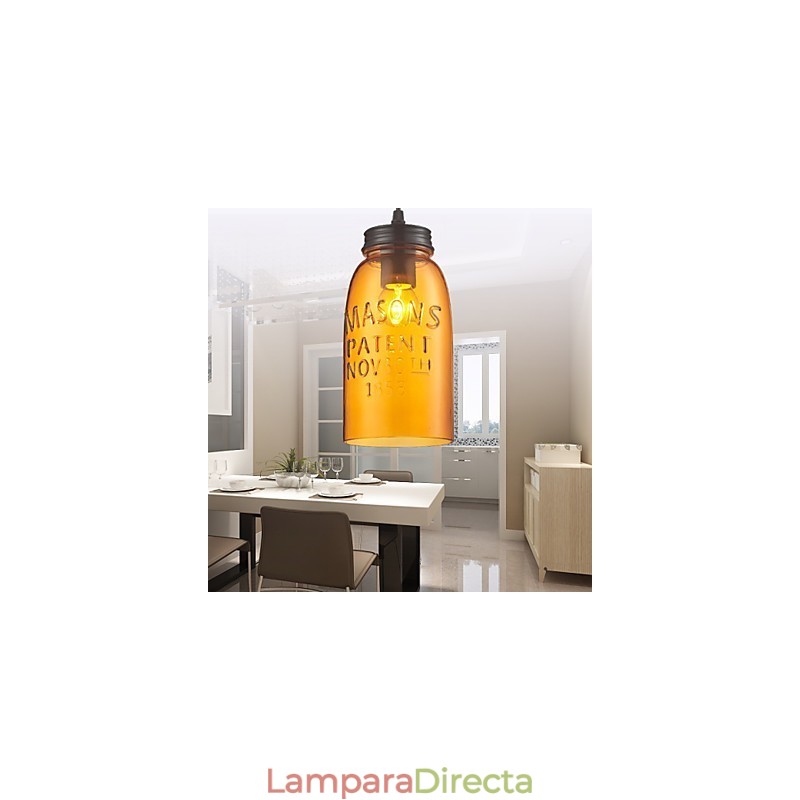 Lámpara colgante de 1 luz estilo italiano, galvanizada transparente.