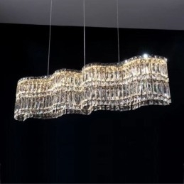 Lámpara colgante de cristal larga, lámpara de techo decorativa de lujo