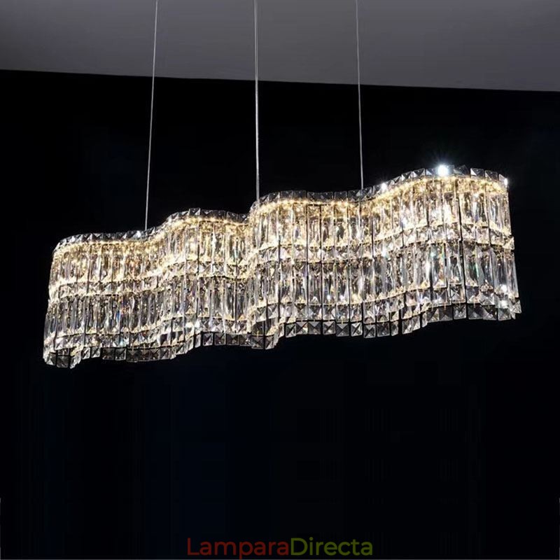 Lámpara colgante de cristal larga, lámpara de techo decorativa de lujo