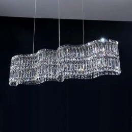 Lámpara colgante de cristal larga, lámpara de techo decorativa de lujo