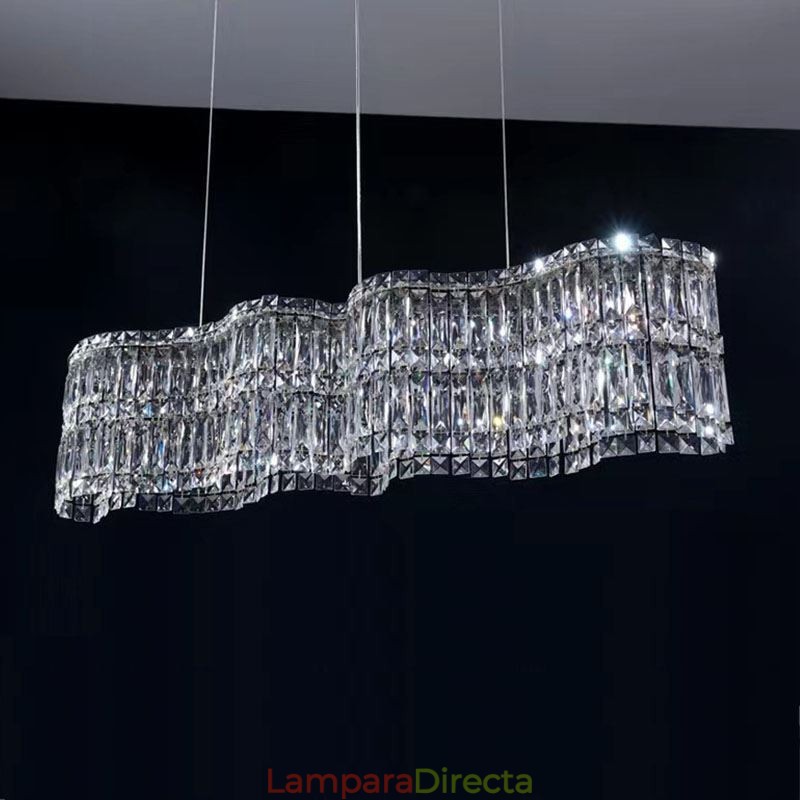 Lámpara colgante de cristal larga, lámpara de techo decorativa de lujo