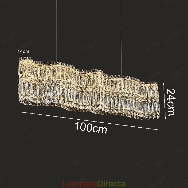 Lámpara colgante de cristal larga, lámpara de techo decorativa de lujo