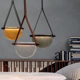 Lámpara colgante moderna minimalista con cinturón de cristal para techo