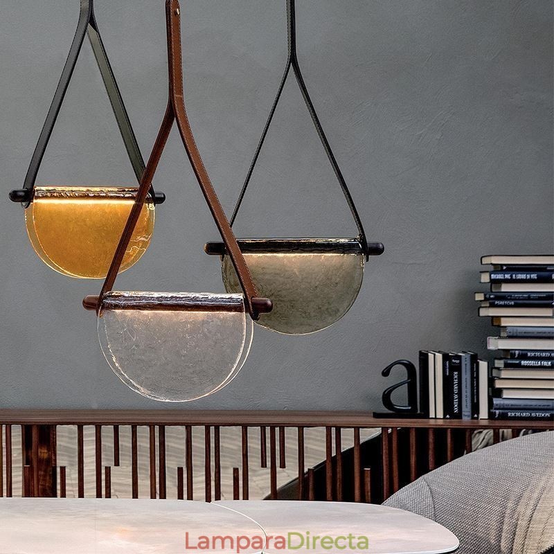 Lámpara colgante moderna minimalista con cinturón de cristal para techo