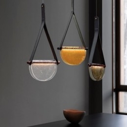 Lámpara colgante moderna minimalista con cinturón de cristal para techo