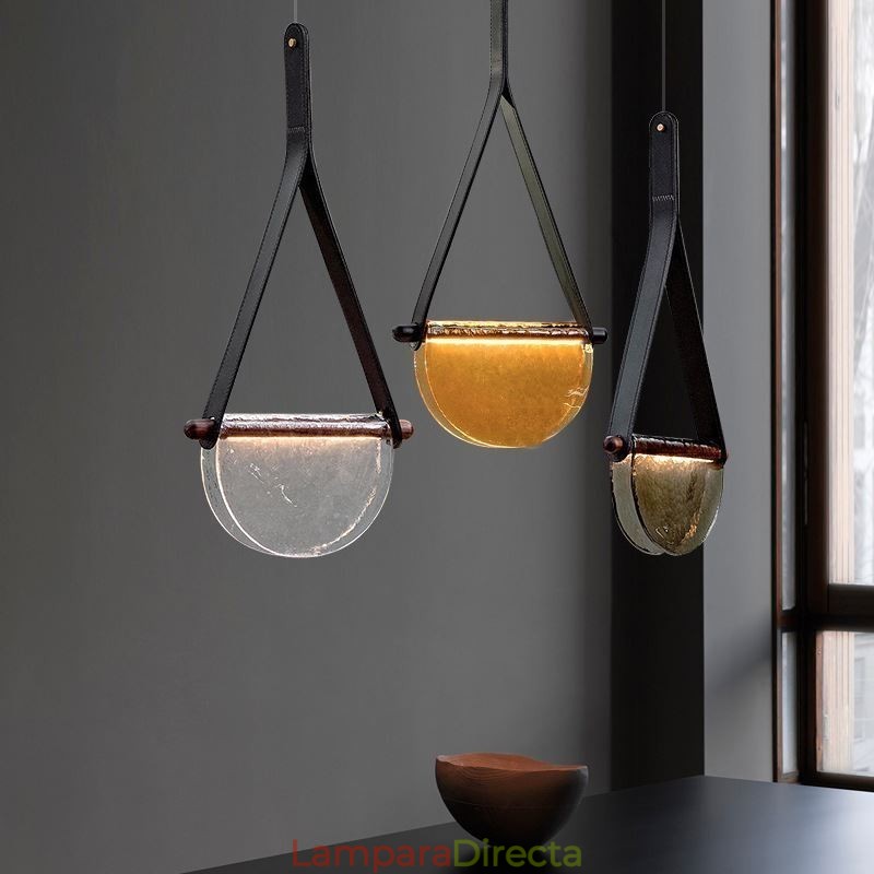 Lámpara colgante moderna minimalista con cinturón de cristal para techo