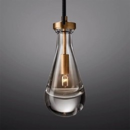 Lámpara colgante de gota de agua, moderna lámpara de techo minimalista de cobre con arte