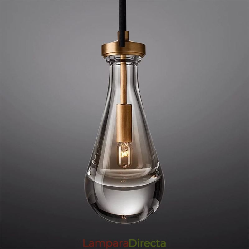 Lámpara colgante de gota de agua, moderna lámpara de techo minimalista de cobre con arte