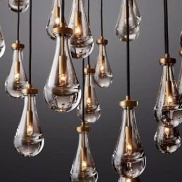 Lámpara colgante de gota de agua, moderna lámpara de techo minimalista de cobre con arte