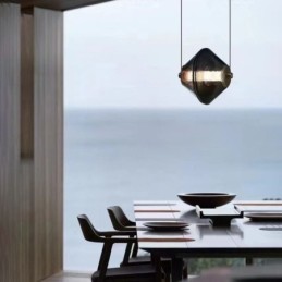 Lámpara colgante moderna simple de un solo cristal, pequeña lámpara de techo