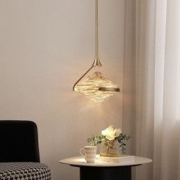 Lámpara colgante moderna minimalista de hierro forjado y cristal de lava.