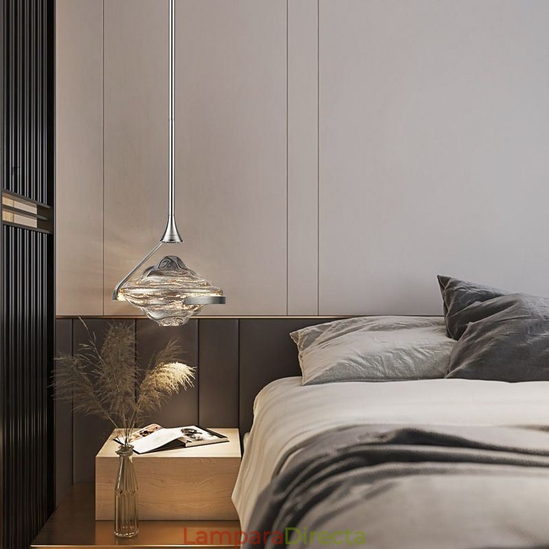 Lámpara colgante moderna minimalista de hierro forjado y cristal de lava.
