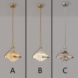Lámpara colgante moderna minimalista de hierro forjado y cristal de lava.