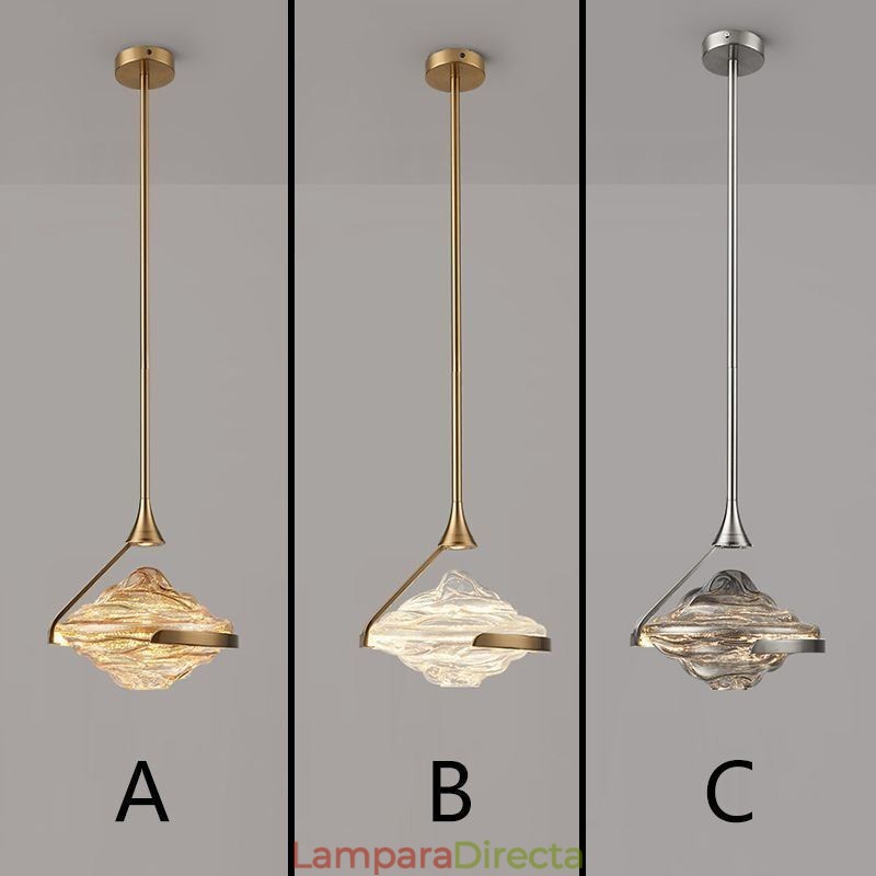 Lámpara colgante moderna minimalista de hierro forjado y cristal de lava.