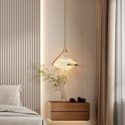 Lámpara colgante moderna minimalista de hierro forjado y cristal de lava.